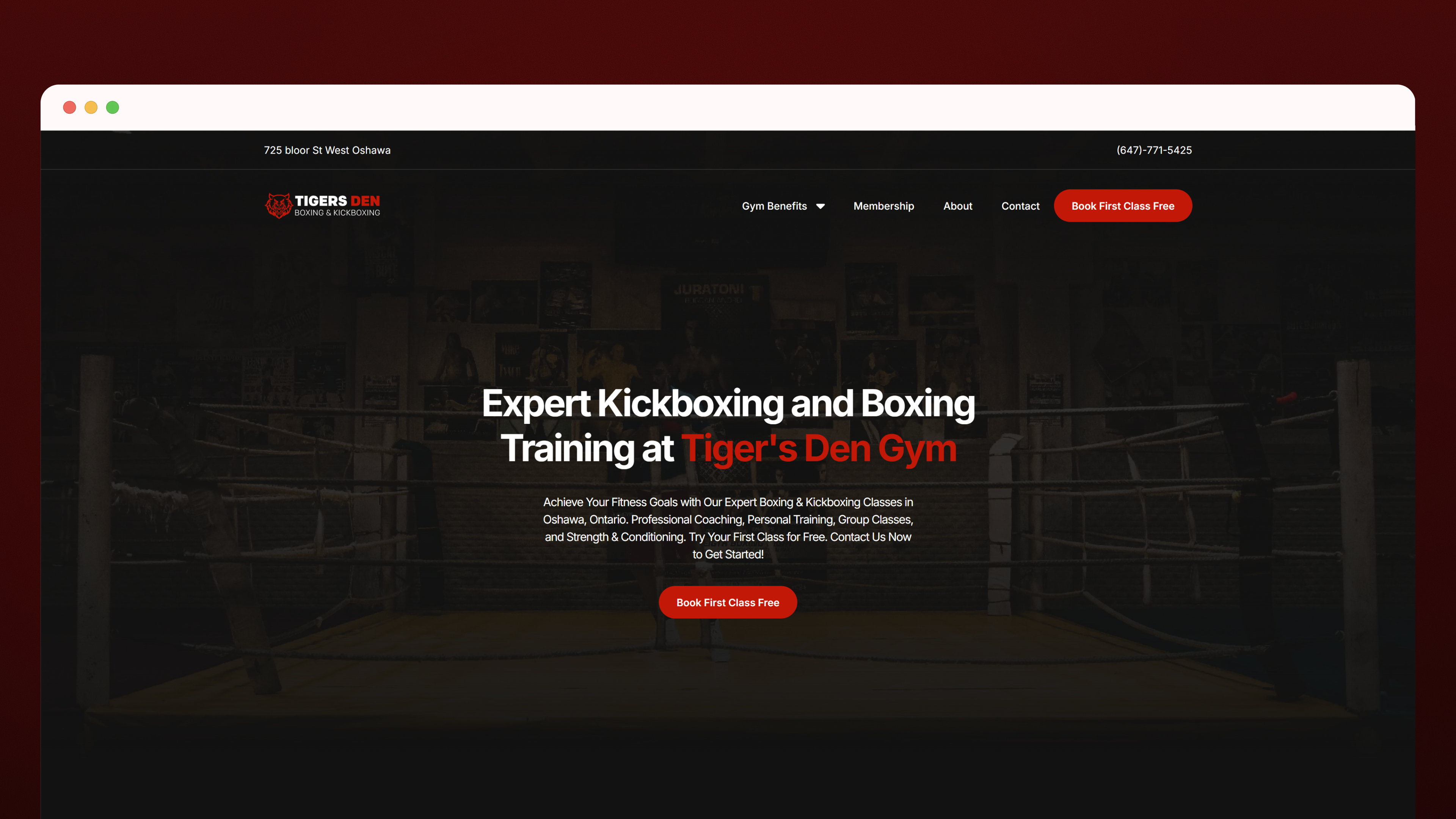 Tiger's Den Gym homepage